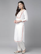 ADA Embroidered Chikankari Cotton Kurta