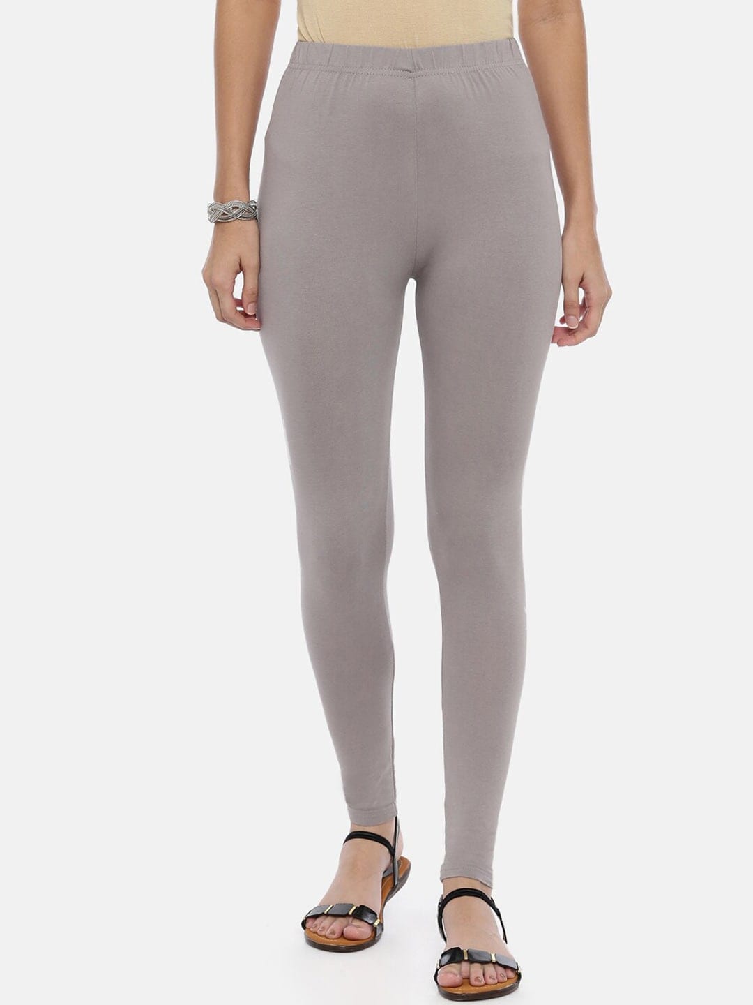 Souchii Women Grey Solid Slim-Fit Ankle-Length Leggings - Distacart