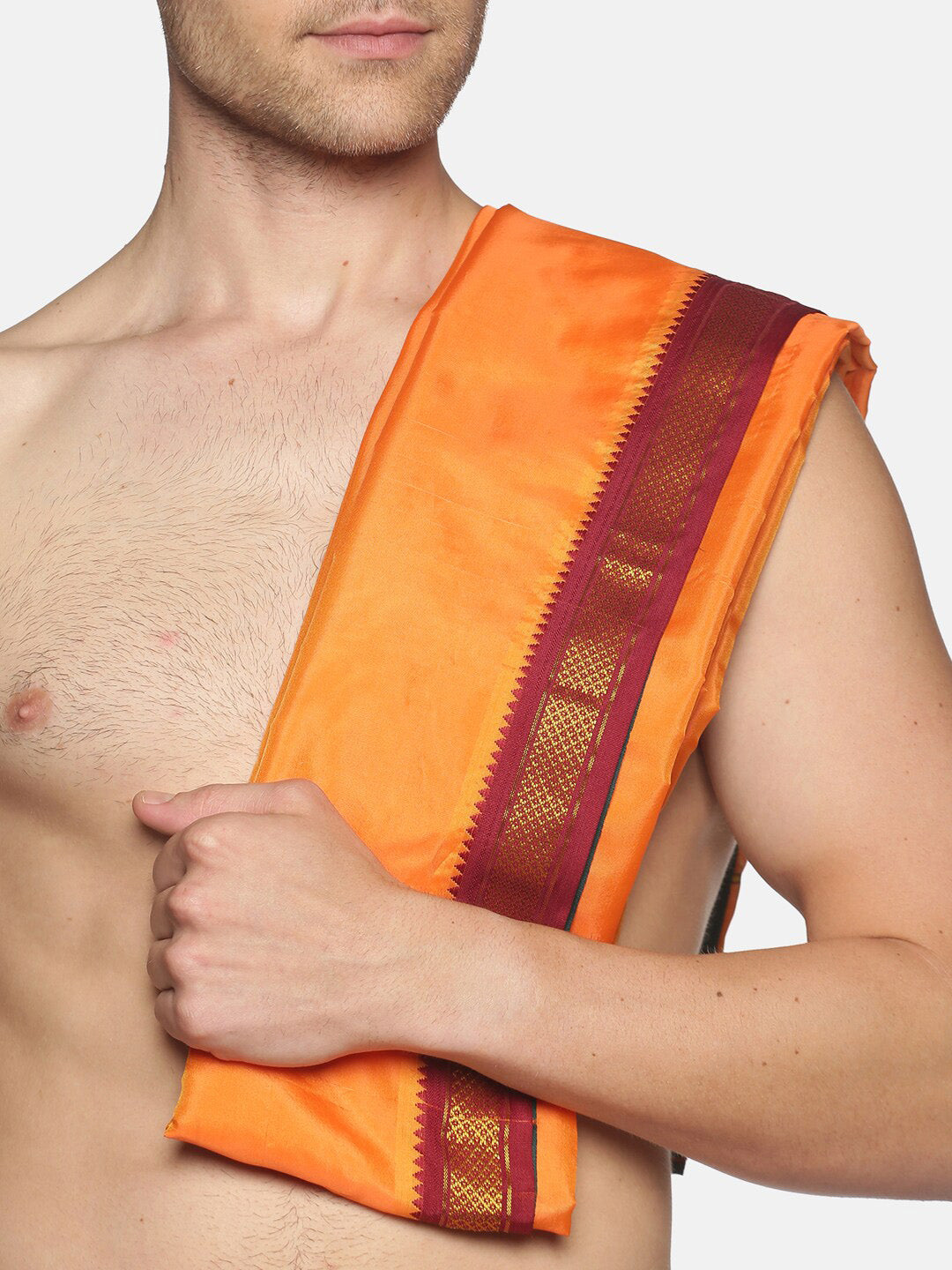 Sethukrishna Men Orange Readymade Dhotis - Distacart