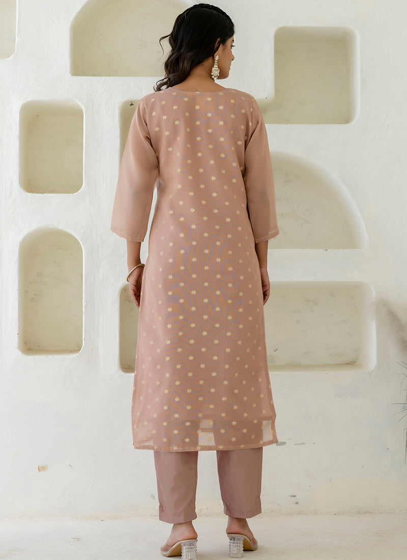 Vellora Chanderi Silk Peach Casual Wear Embroidery Work Readymade Salwar Suit - Distacart