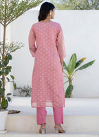 Vellora Chanderi Silk Pink Casual Wear Embroidery Work Readymade Salwar Suit - Distacart