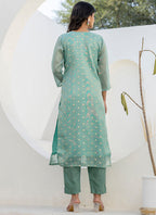 Vellora Chanderi Silk Sea Green Casual Wear Embroidery Work Readymade Salwar Suit - Distacart