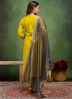 Vellora Silk Blend Lime Green Casual Wear Embroidery Work Readymade Salwar Suit - Distacart