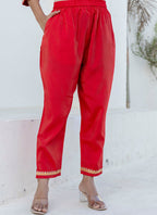 Vellora Viscose Rayon Red Casual Wear Embroidery Work Readymade Salwar Suit - Distacart