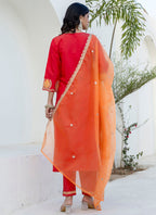 Vellora Viscose Rayon Red Casual Wear Embroidery Work Readymade Salwar Suit - Distacart