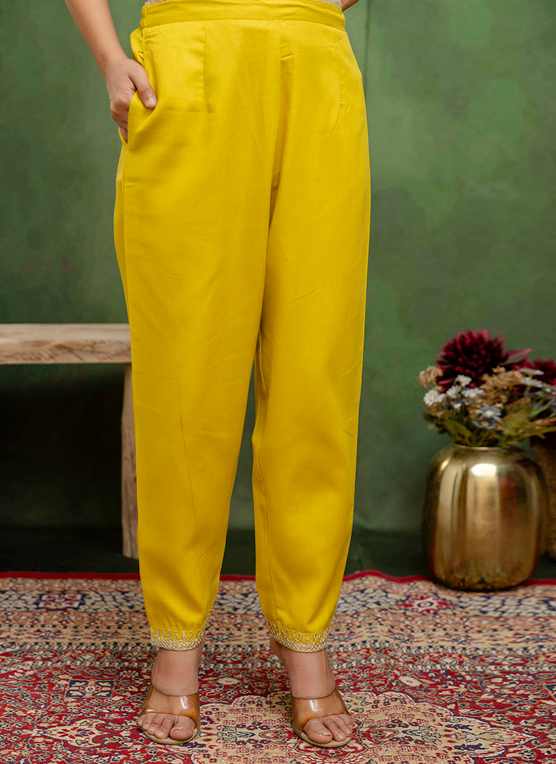 Vellora Cotton Blend Lime Green Casual Wear Embroidery Work Readymade Salwar Suit - Distacart