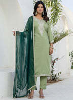 Vellora Silk Blend Pista Casual Wear Embroidery Work Readymade Salwar Suit - Distacart