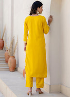 Vellora Silk Blend Yellow Casual Wear Embroidery Work Readymade Salwar Suit - Distacart