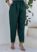 Vellora Cotton Blend Teal Casual Wear Embroidery Work Readymade Salwar Suit - Distacart