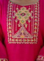 Vellora Cotton Blend Rani Pink Casual Wear Embroidery Work Readymade Salwar Suit - Distacart