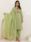 Vellora Cotton Blend Pista Casual Wear Embroidery Work Readymade Salwar Suit - Distacart