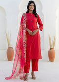 Vellora Shimmer Silk Red Casual Wear Floral Print Readymade Salwar Suit - Distacart