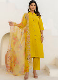 Vellora Shimmer Silk Yellow Casual Wear Floral Print Readymade Salwar Suit - Distacart