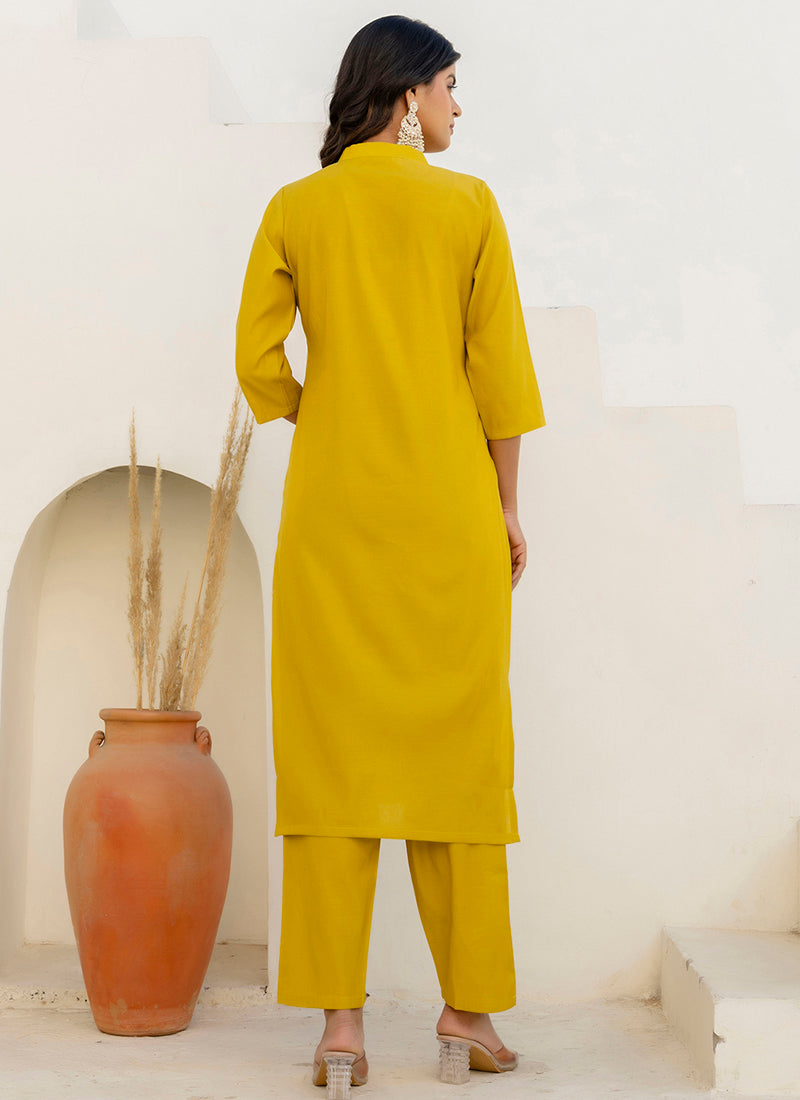 Vellora Shimmer Silk Yellow Casual Wear Floral Print Readymade Salwar Suit - Distacart