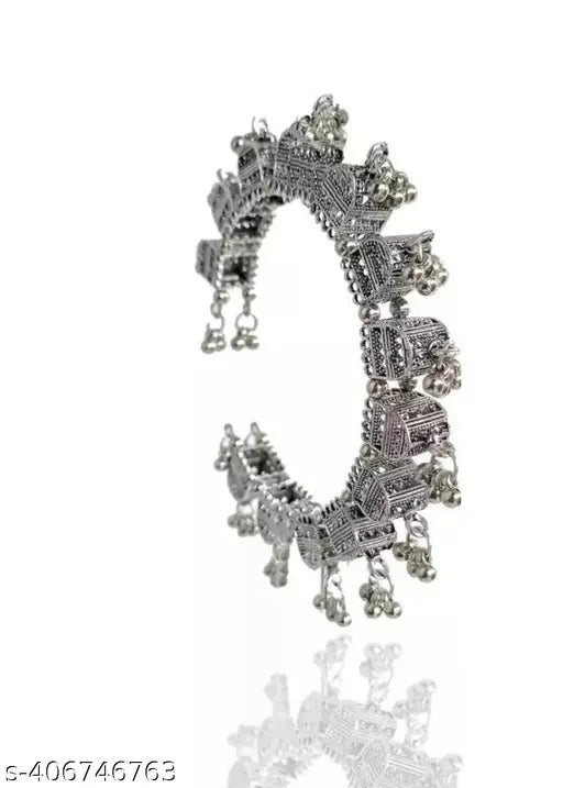 Tehzeeb Creations Women's Silver Colour Oxidised Bangles - Distacart