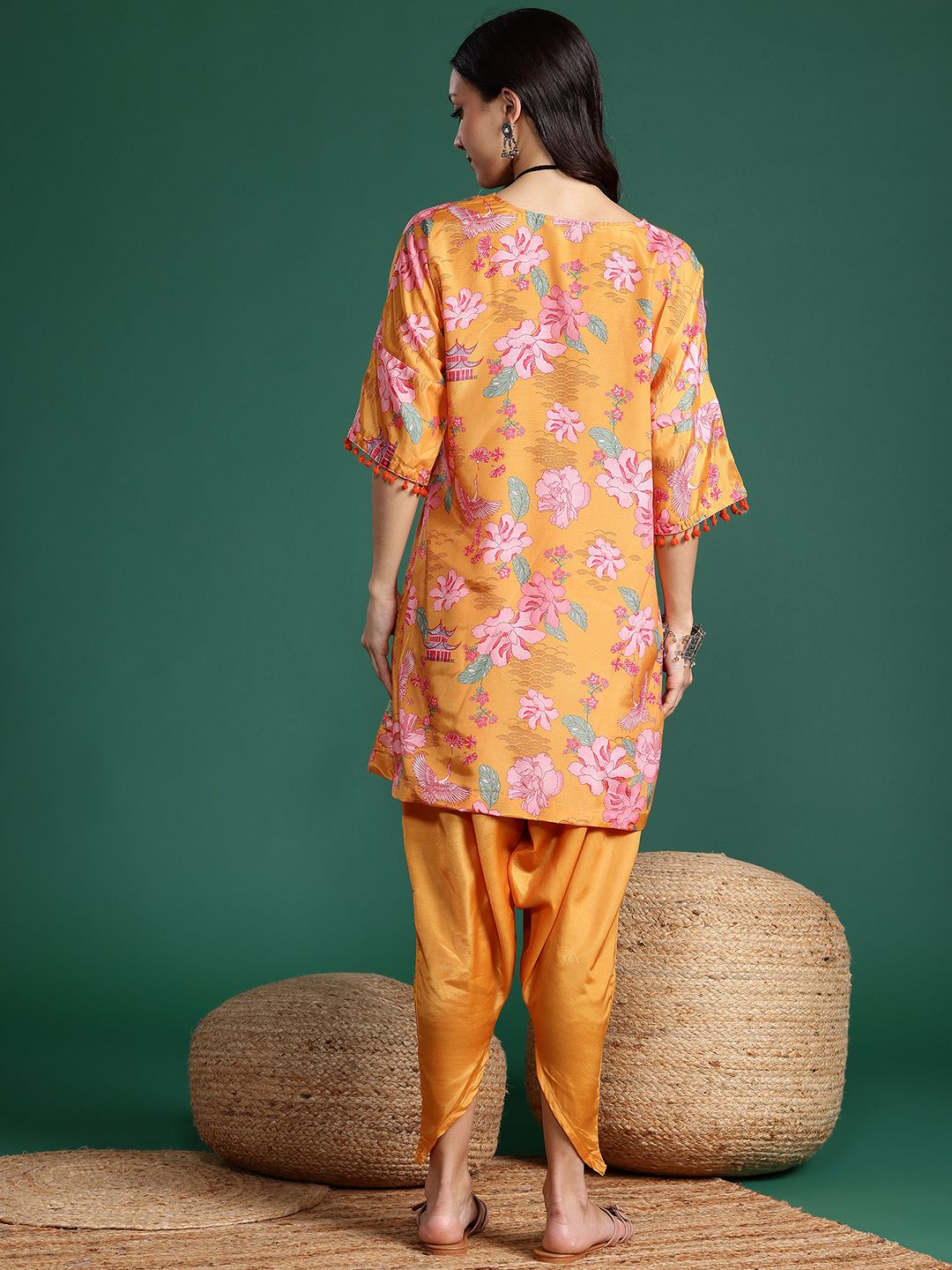 Sangria Floral Print Kurta with Dhoti Pants