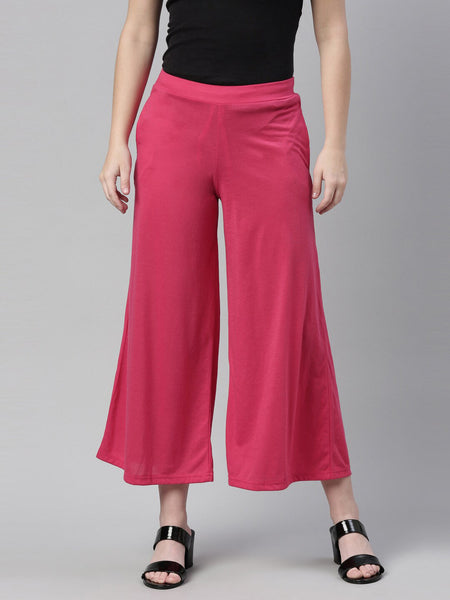 Souchii Women Beautiful Pink Knitted Palazzos