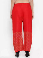 PAVONINE Red Color Rayon Fabric Zig-Zag Printed Palazzo For Women - Distacart