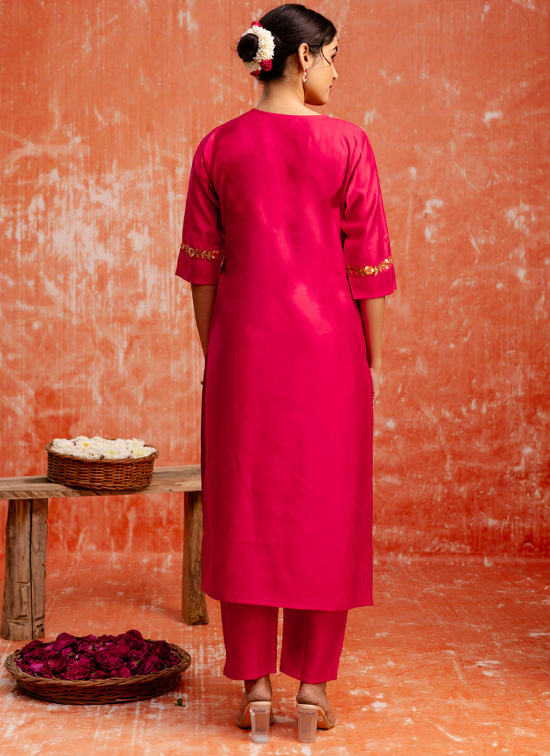 Vellora Viscose Red Casual Wear Embroidery Work Readymade Salwar Suit - Distacart
