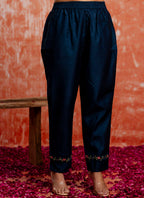 Vellora Viscose Navy Blue Casual Wear Embroidery Work Readymade Salwar Suit - Distacart