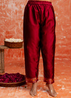 Vellora Cotton Silk Blend Red Casual Wear Embroidery Work Readymade Salwar Suit - Distacart