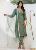 Vellora Chanderi Silk Mehendi Casual Wear Embroidery Work Readymade Salwar Suit - Distacart