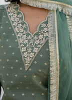 Vellora Chanderi Silk Mehendi Casual Wear Embroidery Work Readymade Salwar Suit - Distacart