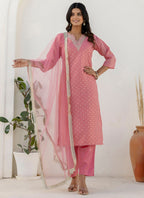 Vellora Chanderi Silk Pink Casual Wear Embroidery Work Readymade Salwar Suit - Distacart