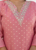 Vellora Chanderi Silk Pink Casual Wear Embroidery Work Readymade Salwar Suit - Distacart