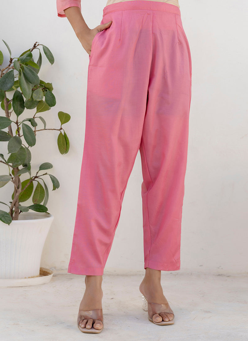 Vellora Chanderi Silk Pink Casual Wear Embroidery Work Readymade Salwar Suit - Distacart