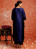 Vellora Cotton Silk Blend Navy Blue Party Wear Zari Work Readymade Salwar Suit - Distacart