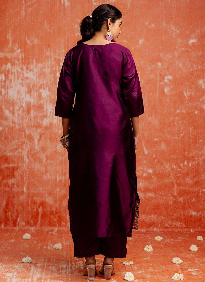 Vellora Cotton Silk Blend Wine Party Wear Zari Work Readymade Salwar Suit - Distacart