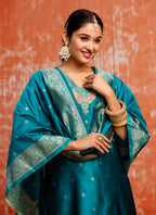 Vellora Cotton Silk Blend Rama Party Wear Zari Work Readymade Salwar Suit - Distacart