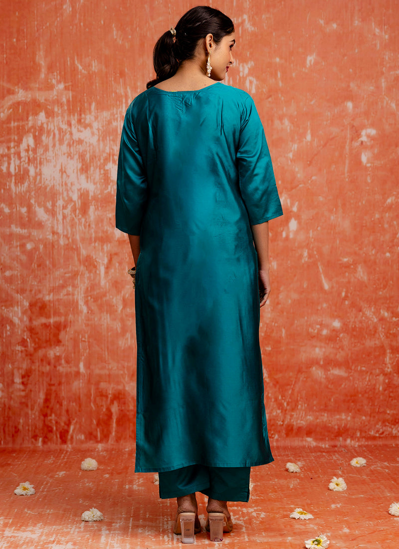 Vellora Cotton Silk Blend Rama Party Wear Zari Work Readymade Salwar Suit - Distacart