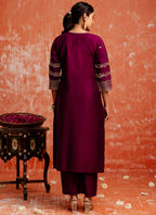 Vellora Viscose Rayon Wine Casual Wear Embroidery Work Readymade Salwar Suit - Distacart
