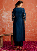 Vellora Viscose Rayon Navy Blue Casual Wear Embroidery Work Readymade Salwar Suit - Distacart