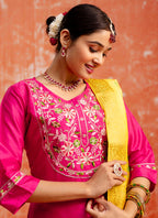 Vellora Silk Blend Rani Pink Festival Wear Embroidery Work Readymade Salwar Suit - Distacart