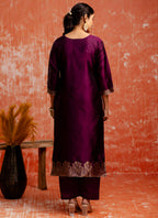 Vellora Cotton Silk Blend Wine Party Wear Zari Work Readymade Salwar Suit - Distacart