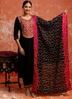 Vellora Viscose Black Party Wear Embroidery Work Readymade Salwar Suit - Distacart