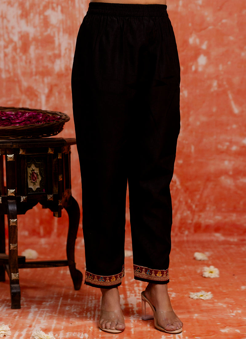 Vellora Viscose Black Party Wear Embroidery Work Readymade Salwar Suit - Distacart