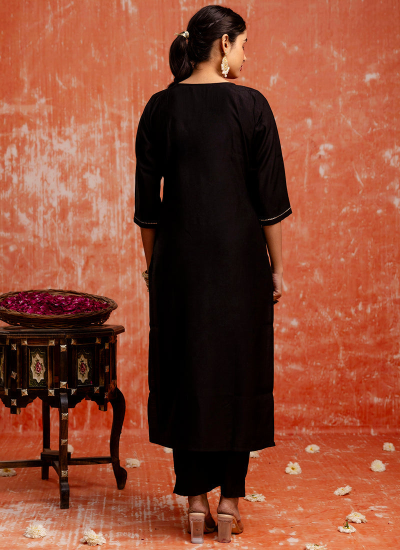 Vellora Viscose Black Party Wear Embroidery Work Readymade Salwar Suit - Distacart