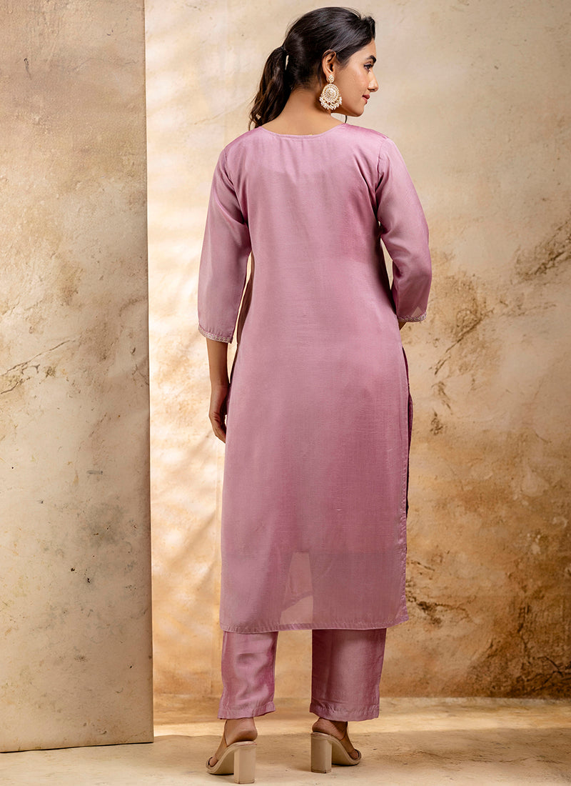 Vellora Silk Blend Pink Party Wear Embroidery Work Readymade Salwar Suit - Distacart