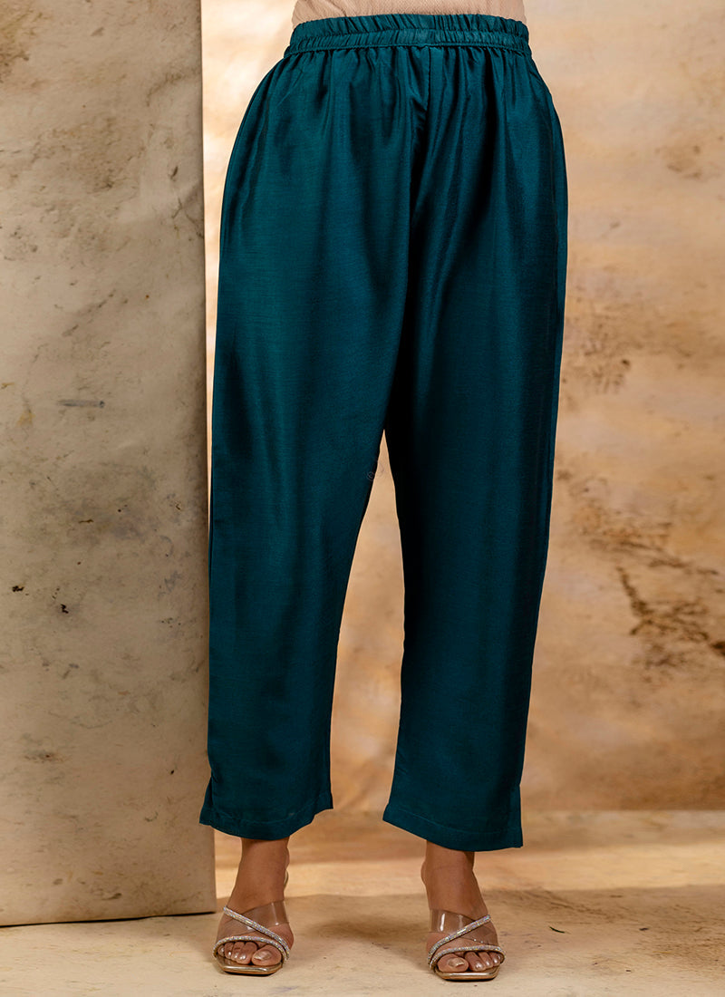 Vellora Silk Blend Teal Party Wear Embroidery Work Readymade Salwar Suit - Distacart