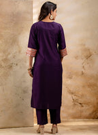 Vellora Viscose Rayon Violet Casual Wear Embroidery Work Readymade Salwar Suit - Distacart