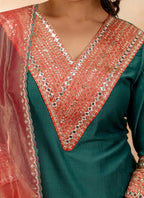 Vellora Viscose Rayon Bottle Green Casual Wear Embroidery Work Readymade Salwar Suit - Distacart