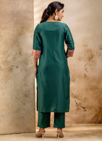 Vellora Viscose Rayon Bottle Green Casual Wear Embroidery Work Readymade Salwar Suit - Distacart