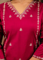 Vellora Silk Blend Pink Casual Wear Embroidery Work Readymade Salwar Suit - Distacart