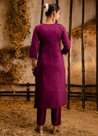 Vellora Silk Blend Wine Casual Wear Embroidery Work Readymade Salwar Suit - Distacart