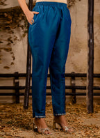 Vellora Silk Blend Navy Blue Casual Wear Embroidery Work Readymade Salwar Suit - Distacart