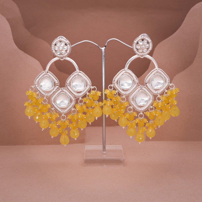 Tehzeeb Creations Gold Polish Yellow Colour Earrings - Distacart
